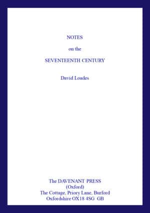 Notes on England in the Seventeenth Century