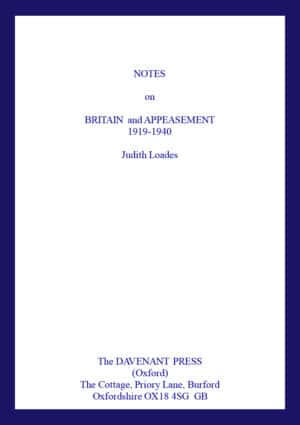 Notes on Britain and Appeasement 1919-1940